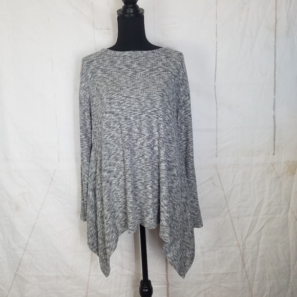 gibson gray heather twist tie back tunic top - Picture 5 of 7